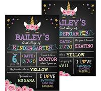 Lavagna a tema unicorno, per il primo giorno di scuola, 35 x 25 cm, cartello per il primo e l'ultimo giorno di scuola per il rientro a scuola per commemorare il primo giorno di scuola (stile classico)