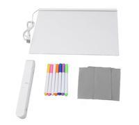 Lavagna acrilica con luce LED, superficie cancellabile a secco con supporto, 7 pennarelli colorati e 2 panni per la pulizia.