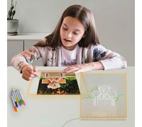 Lavagna acrilica per scrivere messaggi, cancellino a secco, bianco caldo, oscuramento, 7 pennarelli colorati per bambini, pittura fai da te, luce notturna a LED, lampada da comodino, 20 * 20CM