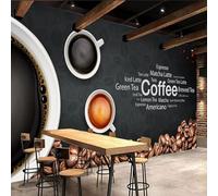 Lavagna Astratta Di Caffè Arte Lettere Inglese 3D Carta Da Parati Facile Installare Mobili Sfondi Ufficio Divano Camera Letto Sfondo Decorazione Murale-400cm×280cm