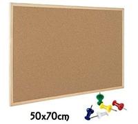 LAVAGNA BACHECA IN SUGHERO CON CORNICE IN LEGNO 50X70CM APPUNTI FOTO + SPILLI