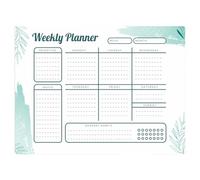 Lavagna Bianca Adesiva Settimanale in Pvc, Calendario Riutilizzabile Verde | Layout Chiaro per Sette Giorni e Note, Adatta a Vetro e Frigorifero, Rimovibile senza Danni