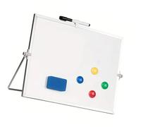 Lavagna bianca bifacciale con telaio in alluminio 40x30 cm, include pennarelli e lavagnetta magnetica