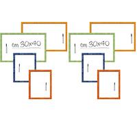 Lavagna Bianca Cancellabile a Secco 40 x 30 cm con Cornice Colorata e Pennarello (Confezione da 2)