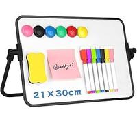 Lavagna Bianca Cancellabile a Secco, A4 Lavagna Magnetica con Pennarelli, Magneti e Gomma, Doppia Faccia, Piccole Lavagne Bianche a Doppia Faccia, Portatile Lavagnetta Magnetica per Bambini, 30x21 cm