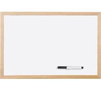 Lavagna Bianca Cancellabile a Secco con Cornice in Legno e Pennarello 40 x 30 cm