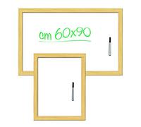 Lavagna Bianca Cancellabile a Secco con Cornice in Legno e Pennarello 60 x 90 cm