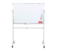 Lavagna bianca con ruote, lavagna bianca mobile con supporto, lavagna magnetica portatile cancellabile a secco su ruote, con 5 pennarelli, 12 chiodi magnetici e 1 gomma, 90 x 60 cm (bianco)