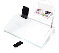 Lavagna bianca da scrivania in vetro cancellabile a secco, supporto per tastiera del computer, organizer con accessori, 2 pennarelli, 1 gomma per ufficio, casa, materiale scolastico