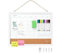 Lavagna bianca e lavagna in sughero magnetica 43 x 33 cm Calendario cancellabile a secco con cornice bianca, lavagna bianca 2 in 1 in sughero, pianificatore da cucina e ufficio