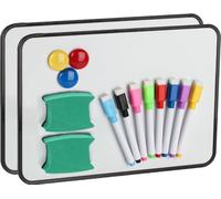 Lavagna bianca magnetica, 2 pezzi, lavagne bianche cancellabili su entrambi i lati, formato A4, con 8 penne, 2 gomme, 6 magneti, lavagna magnetica per bambini, 30 x 21 cm