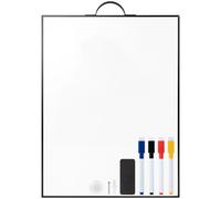 Lavagna bianca magnetica 40 x 30 cm, mini A3, piccola lavagna bianca con manico da appendere, cornice in alluminio, portatile, colore nero, lavagna magnetica bianca per ufficio, casa, cucina