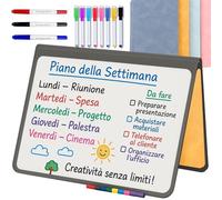 Lavagna Bianca Portatile Magnetica - Lavagna Reutilizzabile con 8 Pennarelli Magnetici, 3 Pennarelli a Doppia Punta e Cancellino - Ideale per Bambini, Casa e Ufficio | Arancione | A5
