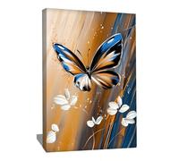 Lavagna blu e dorata, decorazione da parete a farfalla, stampa su tela con cornice XXL, arte contemporanea da parete, decorazione moderna e design per soggiorno, quadro da parete a farfalla (60 x 40