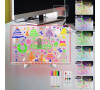 Lavagna cancellabile a secco Laysinly Light up, 30 x 20 CM 7 colori cambia Lavagna per appunti a LED luminosa, pennarello a 8 colori, alimentazione USB, telecomando (L)