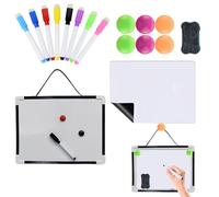 Lavagna cancellabile magnetica 1 pezzo 29,8x20 cm con cornice nera, set completo con pennarelli magnetici, calamite colorate e cancellino, ideale per casa ufficio scuola attività creative