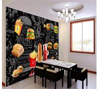 Lavagna Cibo Pane Hamburger Ristorante Fast Food 3D Carta Da Parati Facile Installare Mobili Sfondi Ufficio Divano Camera Letto Sfondo Decorazione Murale-350cm×256cm