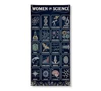 Lavagna con icone a tema della conoscenza scientifica, 91,4 x 182,9 cm | Stile artistico lavagna, striscione per porta d'ingresso, tema scientifico educativo, decorazione per la casa accademica