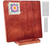 Lavagna da 30 cm per uncinetto con 20 mollette, in legno, quadrata, accessori per uncinetto, idea regalo per uncinetto (rosso)