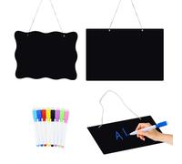 Lavagna da Appendere,Appesa Lavagna,2 Pezzi Messaggi Lavagnette,Mini Lavagna Cancellabile, lavagna scrivibile, mini lavagna appesa, doppia superficie cancellabile, riutilizzabile, nera