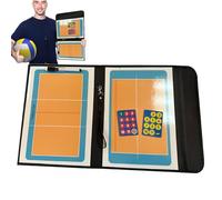 Lavagna da basket - Lavagna bianca bifacciale, finitura esterna in similpelle, componente didattico cancellabile, organizer portatile per tattiche sportive con ventiquattro pennarelli |