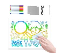 Lavagna da disegno a LED, 7 colori touch control cancellabile a secco, lavagna a LED, per bambini, controllo touch, artigianato, giocattoli, notte, casa, ufficio, scuola, arte scarabocchiare