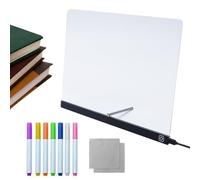 Lavagna da disegno a LED, blocco promemoria per messaggi luminosi, 15 x 15 x 0,1 cm, acrilico riscrivibile, schermo di tracciamento luminoso, per scrivere schizzi, note da colorare, cornice nera