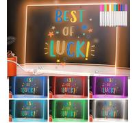 Lavagna da disegno a LED con 12 penne colorate, disegno a LED con 7 modalità di illuminazione, 30 x 20 cm, lavagna luminosa in acrilico riscrivibile per scuola, casa, bar, ufficio