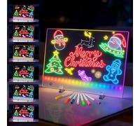 Lavagna da disegno a LED con 7 modalità di luce a colori, lavagna da disegno ricaricabile per bambini, 34,8 x 25,4 cm, lavagna a LED con 7 penne colorate, bacheca per messaggi in acrilico per bambini