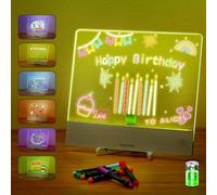 Lavagna da disegno a LED per bambini - Doodle Glow Note Board con colori | Lavagna ricaricabile in acrilico cancellabile a secco con luce e interruttore touch, batteria 5H, blocco di scrittura