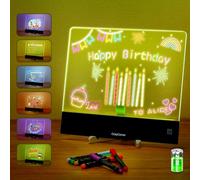 Lavagna da disegno a LED per bambini - Doodle Glow Note Board con colori | Lavagna ricaricabile in acrilico cancellabile a secco con luce e interruttore touch, batteria 5H, blocco di scrittura