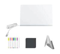 Lavagna da disegno con luce per bambini - con penna a 7 colori, supporto regolabile, cancellazione a secco e USB | Scheda da disegno a LED | Per notte buia