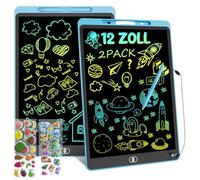 Lavagna da disegno LCD colorata per bambini, 12 pollici, riutilizzabile, con pulsanti di blocco e spegnimento, giocattolo e regali per ragazzi e ragazze, viaggi, casa, scuola, confezione da 2 blu