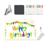 Lavagna Da Disegno LED - Con 12 Penne Colorate & Supporto, Bacheca Acrilica Trasparente | Luce Calda, Alimentazione USB, Cancellabile | Per Aula, Viaggio, Memo, Tavolo, Scarabocchi, Schizzi, Appr