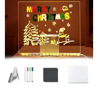 Lavagna da scrittura in acrilico cancellabile con luce a LED, ad alta trasparenza, riutilizzabile, cancellabile, decorazione da scrivania, regalo per bambini, Natale, Halloween, feste