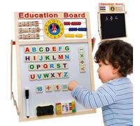 Lavagna da scrittura per bambini - Lavagna in plastica bifacciale, lavagna magnetica per bambini | Cavalletto artistico doppio lato per bambini, magnetico, lavabile a secco