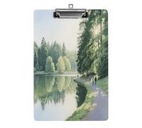 Lavagna decorativa in acrilico con stampa Vancouver Stanley Park, con clip in metallo a basso profilo, per ufficio, scuola, insegnanti, studenti, formato lettera standard 32,5 x 21,5 cm