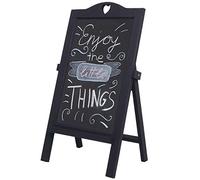 Lavagna decorativa menù bar ristorante pub HWC-E51 legno paulonia 27x37x66cm grigio scuro shabby