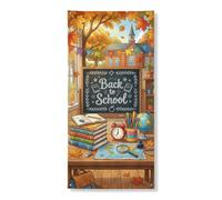 Lavagna decorativa per porte, educativi libri autunnali con globo arancione con corda per porta d'ingresso, decorazione per la casa, per portico, ingresso, interni ed esterni, feste, 91 x 182 cm
