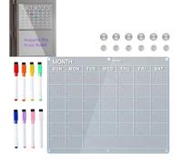 Lavagna di pianificazione del calendario in acrilico trasparente, calendario cancellabile a secco magnetico acrilico-Calendario da parete Calendario da frigorifero Design magnetico - 8 pennarelli ca