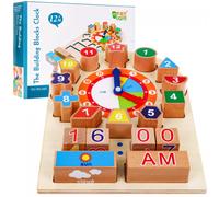 Lavagna educativa in legno Orologio per bambini 12m+ Apprendimento della lettura dell'ora e del tempo