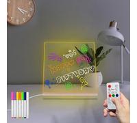Lavagna in acrilico per scrivere messaggi, cancellino a secco, 7 colori cangianti, telecomando con timer dimmerabile, 7 pennarelli colorati per bambini, pittura fai da te, lampada da 20 * 20CM