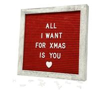 Lavagna in Feltro con Lettere 25,4 x 25,4 cm, Letter Board Rustic Red per Natale, Messaggi Festivi, San Valentino, Celebrazioni e Foto di Famiglia