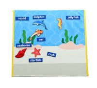 Lavagna in Feltro Pieghevole per i più Piccoli Strumento di Apprendimento Portatile per Narrazione di Storie di Animali Marini Lavagna Educativa per Giochi Creativi 43,82x39,37x21,59 Cm