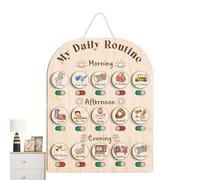Lavagna in legno per pianificare le abitudini quotidiane, 35,5 cm, con slot per andare a dormire, per l'apprendimento dei bambini, strumento di attività prescolare, organizer per studio