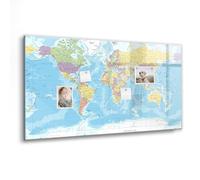 Lavagna in Vetro Magnetica Premium con Accessori Completi | Magneti Neodimio, Pennarello e Gomma Inclusi | Per Appunti e Creatività - 120x60 - Mappa politica del mondo