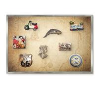 Lavagna Informativa per l'Ingresso 60x40 Mappa antica Cornice Argento