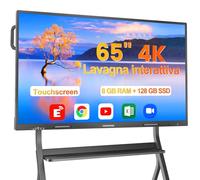 Lavagna Interattiva 65" 4K UHD Touchscreen, Computer Tutto-in-Uno Intelligente con Android 13 e 128 GB, Lavagna Multimediale per Ufficio, Scuola, Casa e Azienda (Lavagna & Supporto da Parete Solo)