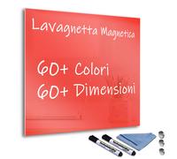 Lavagna Lavagnetta Magnetica Cucina Vetro Temperato Cancellabile Rosso Chiaro
