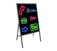 Lavagna LED per scrittura - 60 x 80 cm - Lavagna pubblicitaria luminosa con telecomando e 8 pennarelli al neon - Per caffè, bar, ristorante, matrimonio